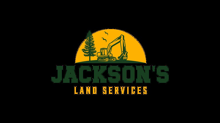 Jacksons Land Services logo featuring an excavator and tree in a gold circle with green text